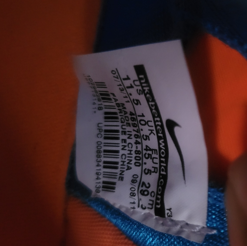 Nike Lebron 9 2011china Blue and Orange Athletic Shoes Sz11.5 - Picture 13 of 14